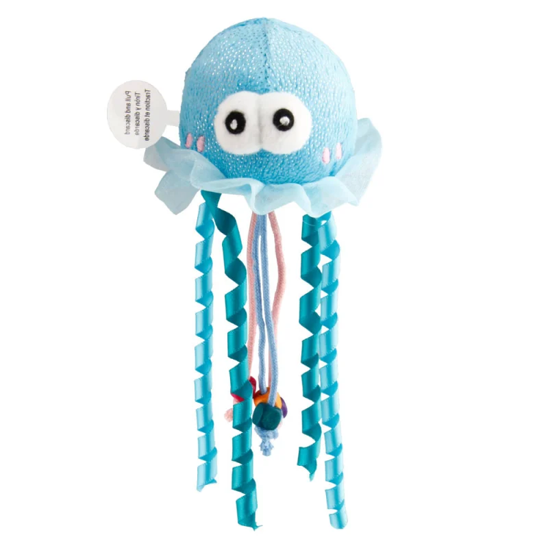 GiGwi Shinning Friends Jellyfish with LED light and Catnip inside Toy for Cats — in use