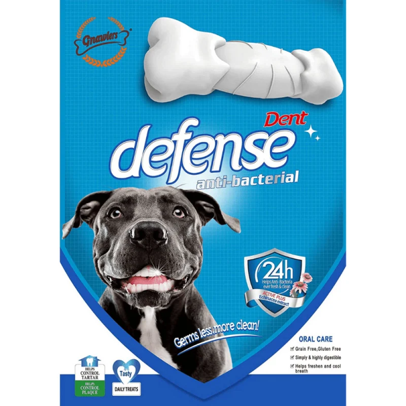Gnawlers Defense Dent Dental Care Chew Bones For Dogs — back view