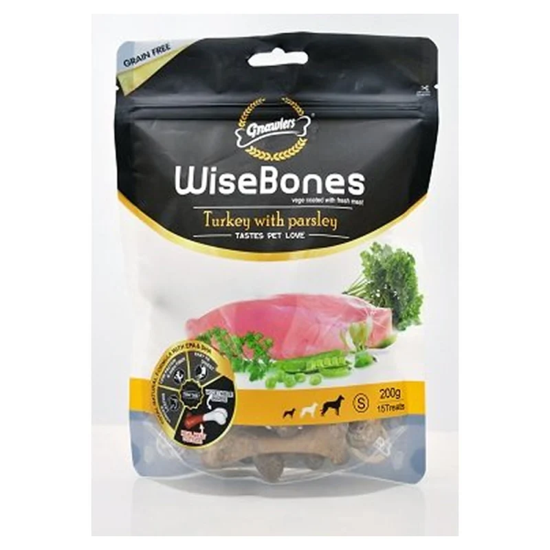 Gnawlers WiseBones Turkey with Parsley Dog Treats — side view