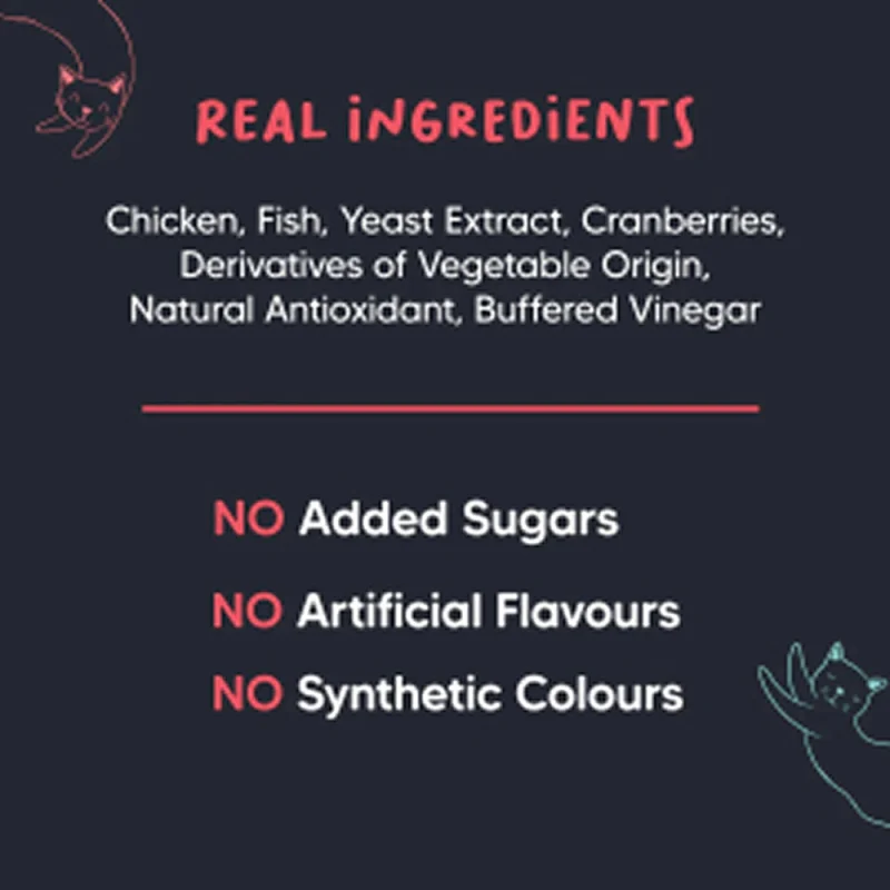 HUFT Meowsi Grain Free Chicken, Fish & Cranberry Power Bites Cat Treats — back view