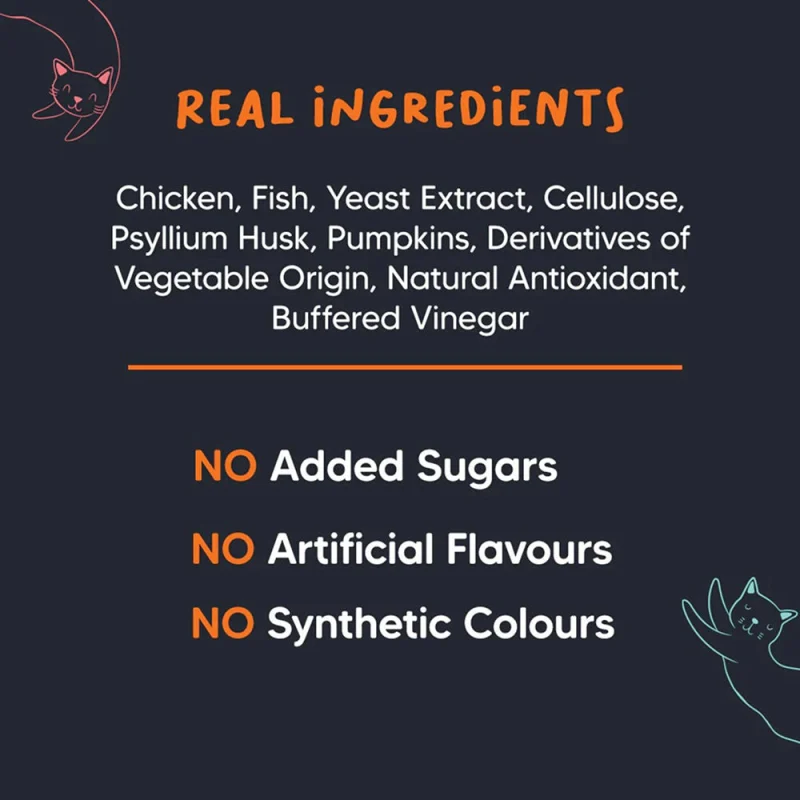HUFT Meowsi Grain Free Chicken, Fish & Psyllium Husk Power Bites Cat Treats — back view