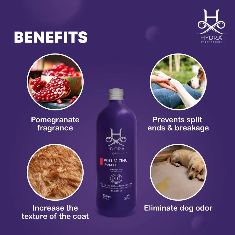 Hydra Groomers Fluffy or Double Coat Volumizing Shampoo for Cats & Dogs — back view