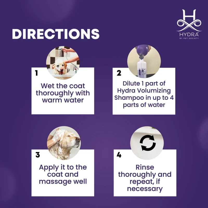 Hydra Groomers Fluffy or Double Coat Volumizing Shampoo for Cats & Dogs — in use