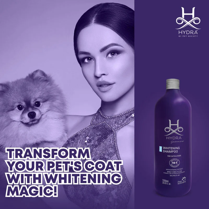 Hydra Groomers Oatmeal Extract Whitening Shampoo for Cats & Dogs — in use