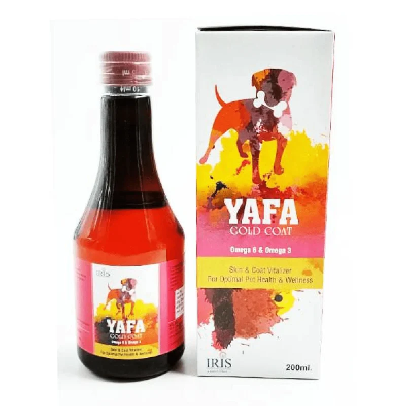 Iris Yafa Gold Coat Omega 3 + 6 Syrup for Dogs and Cats — side view