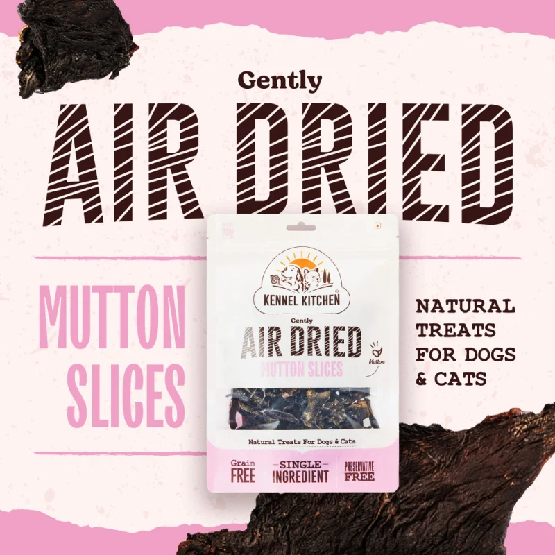 Kennel Kitchen Air Dried Mutton Jerky Dog and Cat Treats — detail shot