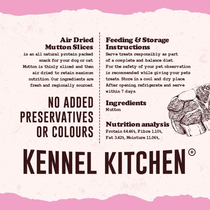 Kennel Kitchen Air Dried Mutton Jerky Dog and Cat Treats — in use