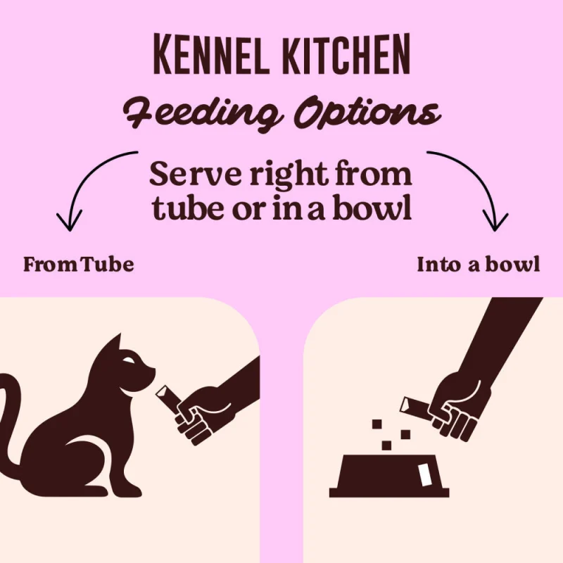 Kennel Kitchen Creameroo Chicken with Mackerel Creamy Cat Treats — in use