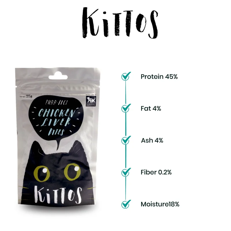 Kittos Purr Fect Chicken Liver Bites Cat Treat — back view