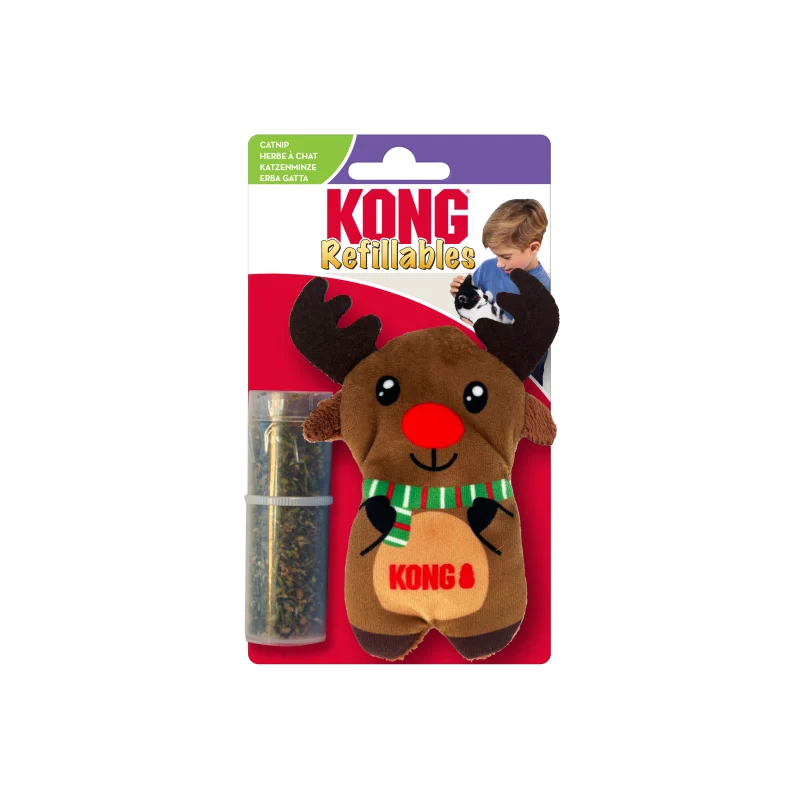 Kong Refillables Reindeer Toy for Cats — side view