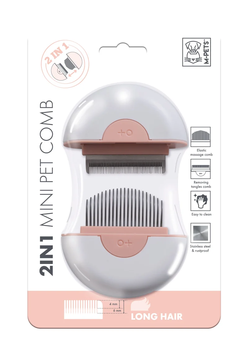 M PETS 2 in 1 Mini Comb for Long Haired Dogs and Cats — detail shot