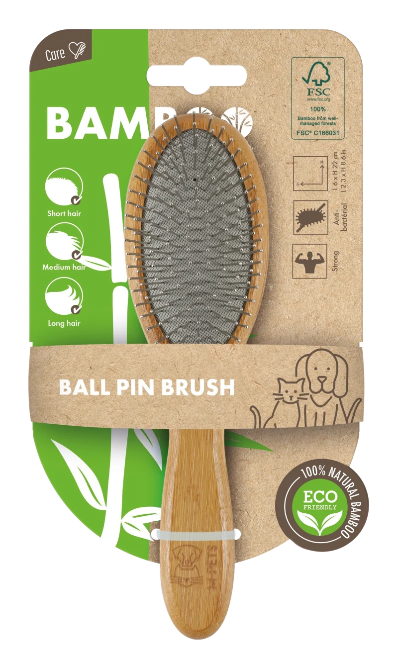 M PETS Bamboo Ball Pin Grooming Brush for Dogs and Cats — in use