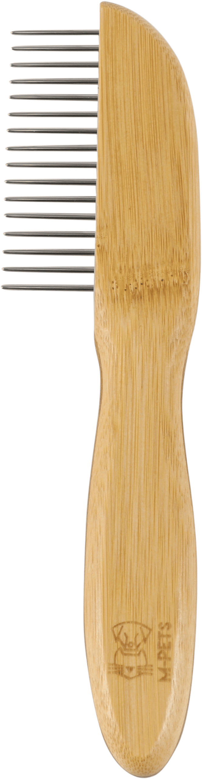 M PETS Bamboo Regular Comb With Rotating Teeth for Dogs and Cats — detail shot