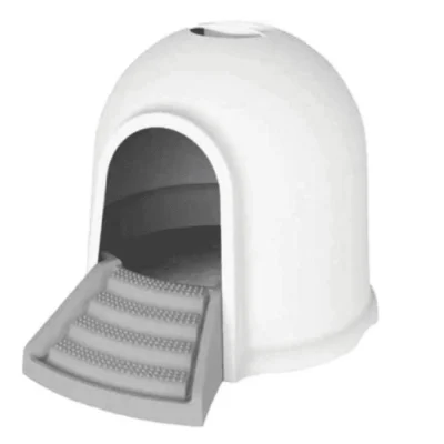 M Pets Igloo 2 In 1 Toilet For Cats White Grey