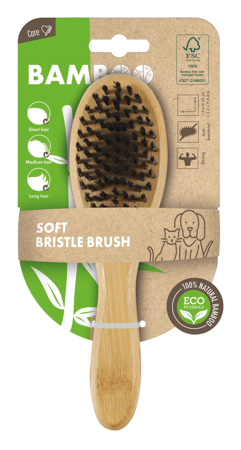 M PETS Soft Bristled Bamboo Brush for Dogs and Cats — detail shot