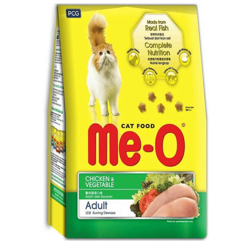Me O Chicken and Vegetables Adult Cat Dry Food — back view