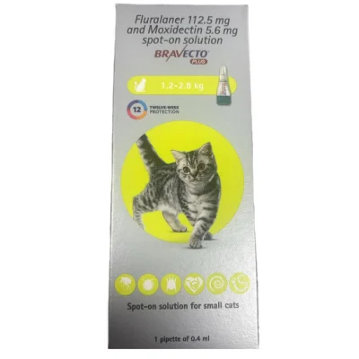 MSD Animal Health Bravecto 112.5mg (Fluralaner) Spot On Solution for Small Cats & Kittens (1 tube)