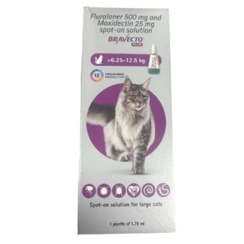 MSD Animal Health Bravecto 500mg (Fluralaner) Spot On for Large Cats (1 tube)