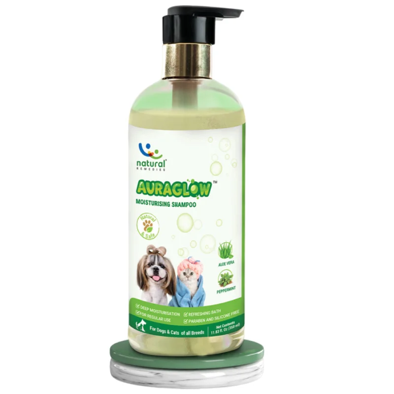 Natural Remedies Auraglow Moisturizing Shampoo for Dogs and Cats — back view