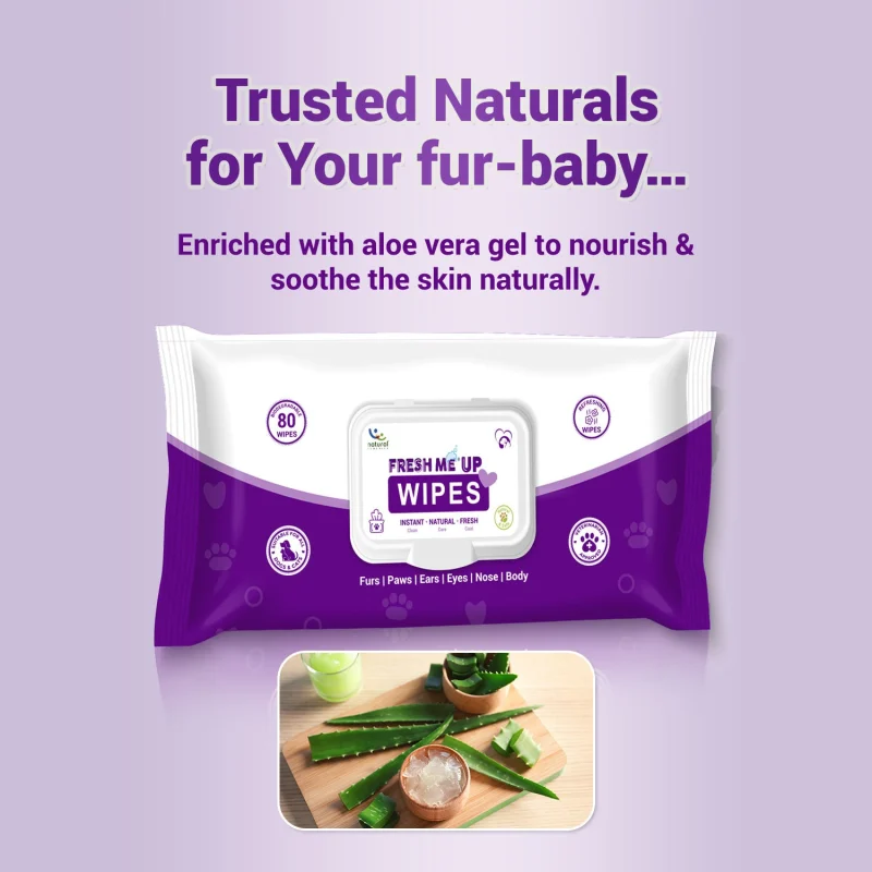 Natural Remedies Fresh Me Up Aloe Vera Wipes for Dogs & Cats — back view