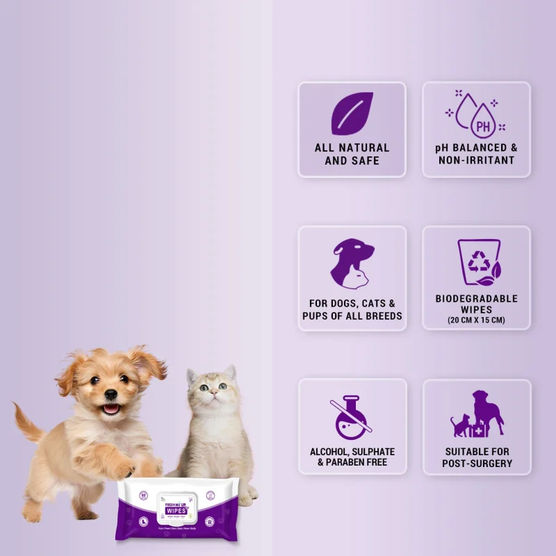 Natural Remedies Fresh Me Up Aloe Vera Wipes for Dogs & Cats — in use