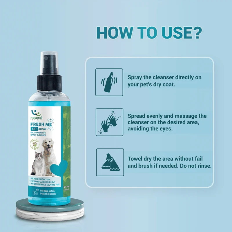 Natural Remedies Fresh Me Up Bloom Dry Shampoo for Dogs and Cats — detail shot