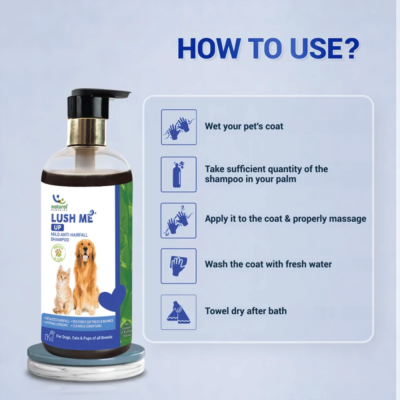Natural Remedies Lush Me Up Anti Hairfall Shampoo for Dogs and Cats — detail shot