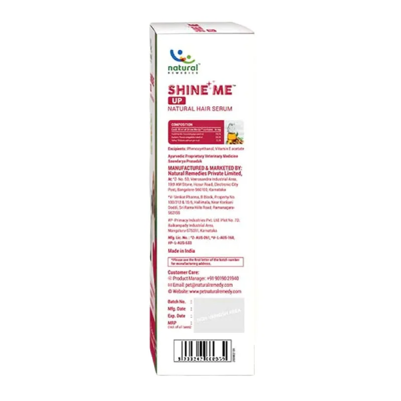 Natural Remedies Shine Me Up Hair Serum for Dogs and Cats — detail shot