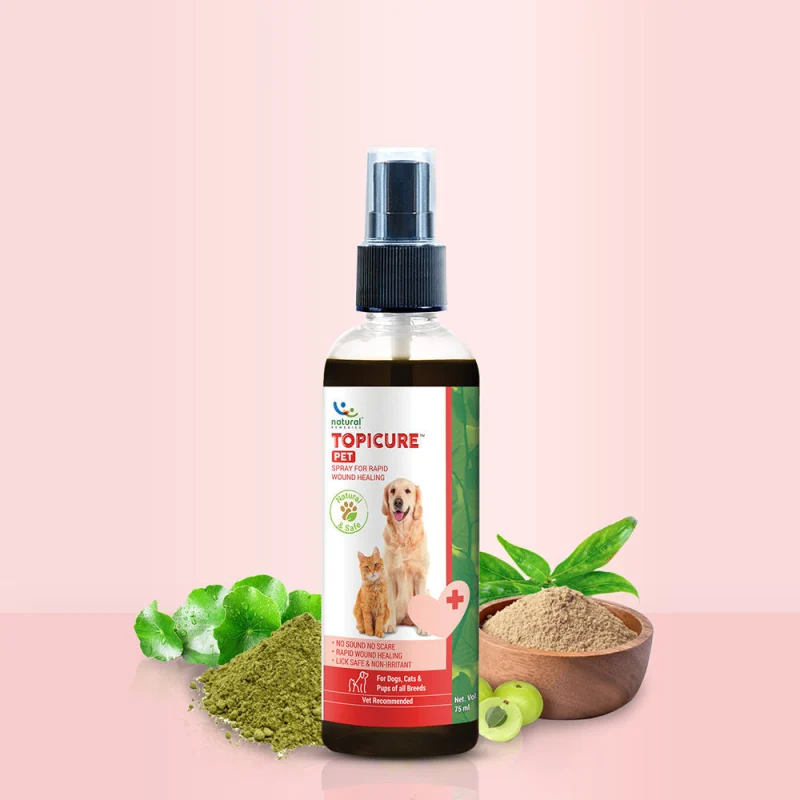 Natural Remedies Topicure Pet Wound Healing Spray for Dogs and Cats