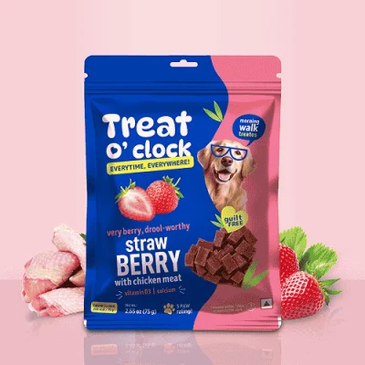 Natural Remedies Treat O'Clock Strawberry with Chicken Meat Treats for Dogs