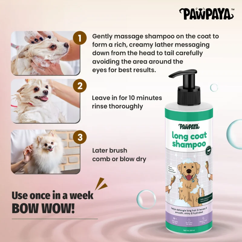 Pawpaya Long Coat Shampoo for Dogs — detail shot