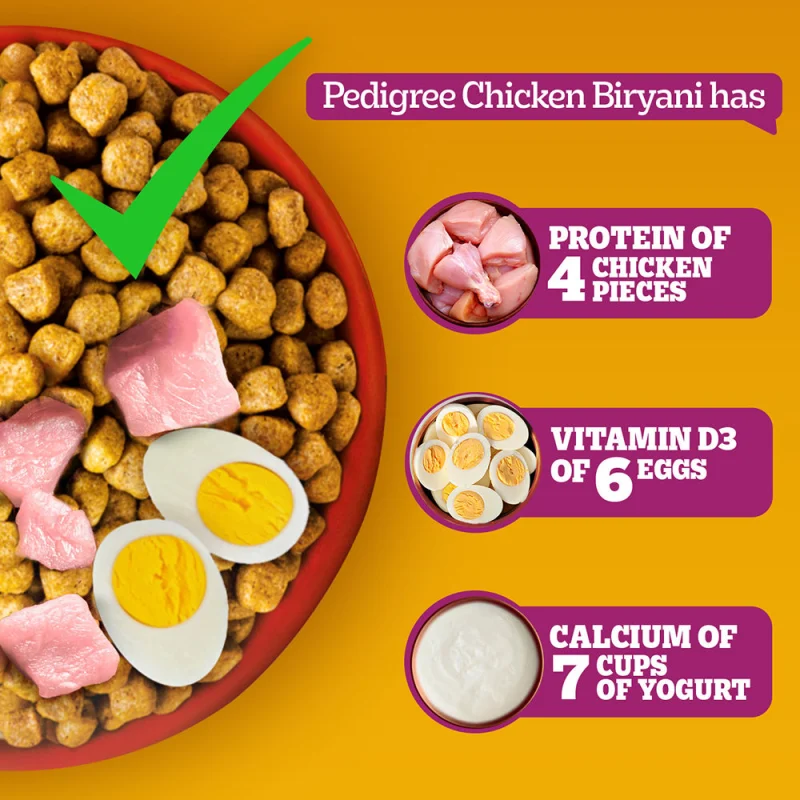 Pedigree Chicken Biryani Flavour Adult Dog Dry Food — detail shot