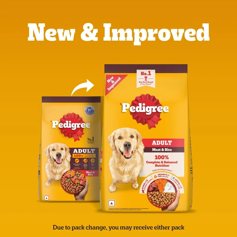 Pedigree Meat & Rice Adult Dog Dry Food — side view