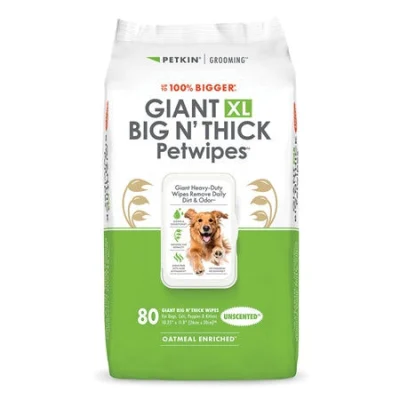 Petkin Gaint Big N Thick Unscented Petwipes For Dogs And Cats