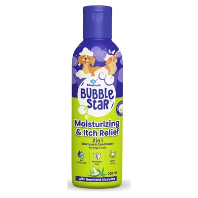 Mankind BubbleStar Neem & Aloe Vera Fresh 2 in 1 Waterless Shampoo for Dogs & Cats