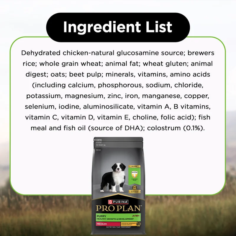 Purina Pro Plan Chicken Medium Breed Puppy Dog Dry Food — side view