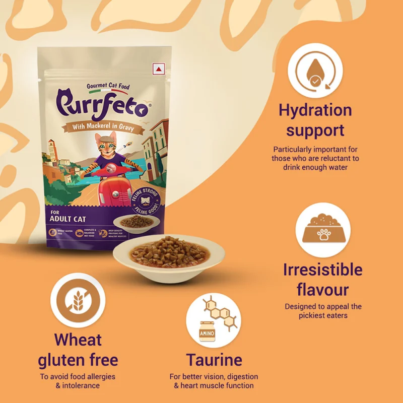 Purrfeto Mackerel in Gravy Adult Cat Wet Food — side view