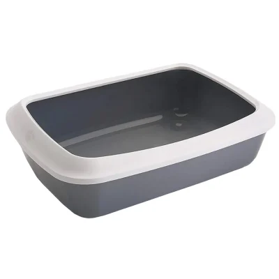 Savic Iriz Litter Tray With Rim For Cats Cold Grey