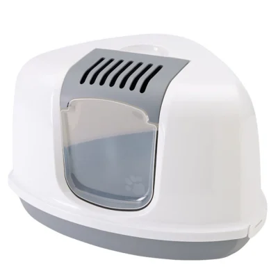 Savic Nestor Corner Toilet Home For Cats White Grey