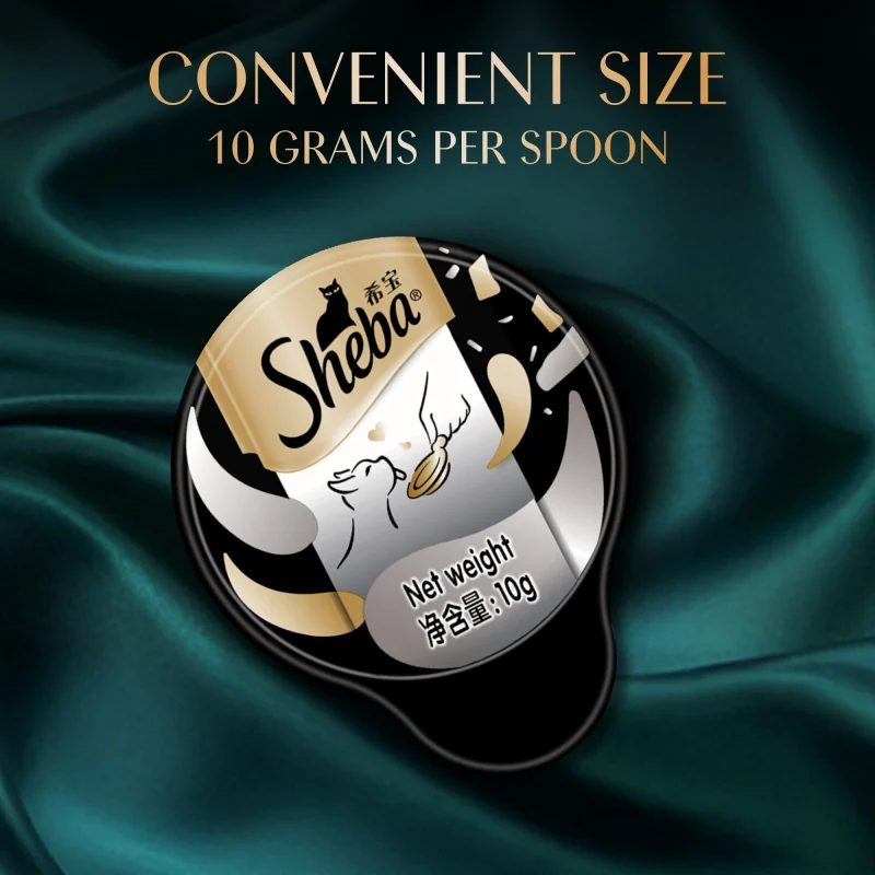 Sheba Melty Spoons Maguro Flavour with Tuna Cream Lickable Creamy Cat Treats — in use