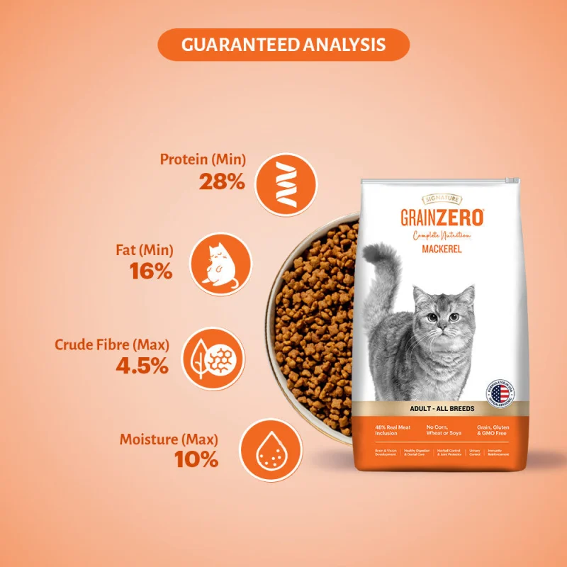 Signature Grain Zero Mackerel Adult Cat Dry Food For All Breed — in use