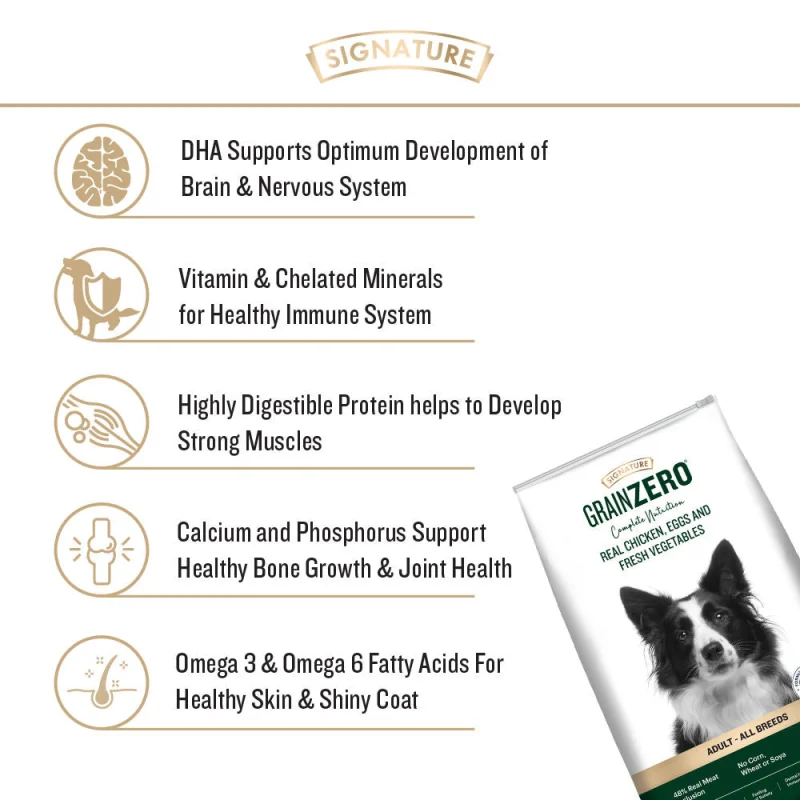 Signature Grain Zero Real Chicken, Egg and Vegetables Adult Dog Dry Food - image 3