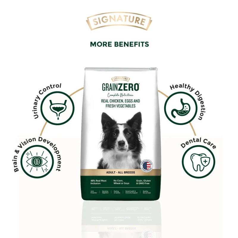 Signature Grain Zero Real Chicken, Egg and Vegetables Adult Dog Dry Food - image 5