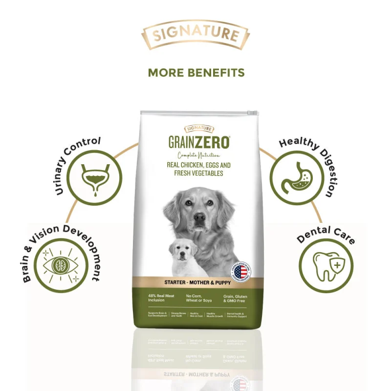 Signature Grain Zero Real Chicken, Egg and Vegetables Mother and Puppy Starter Dog Dry Food - image 5