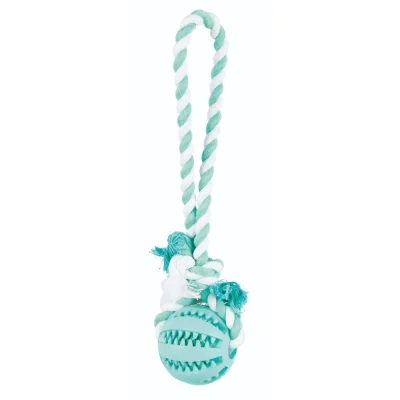 Trixie Denta Playing Rope With Fun Ball Mint Flavour Natural Rubber Toy For Dogs