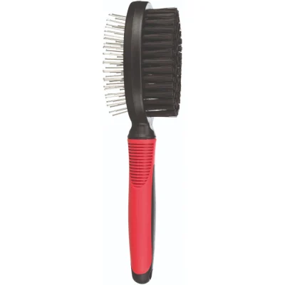 Trixie Double Sided Pin And Bristle Brush For Dogs Black Red