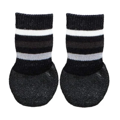 Trixie Non Slip With All Round Rubber Coated Socks For Dogs Black