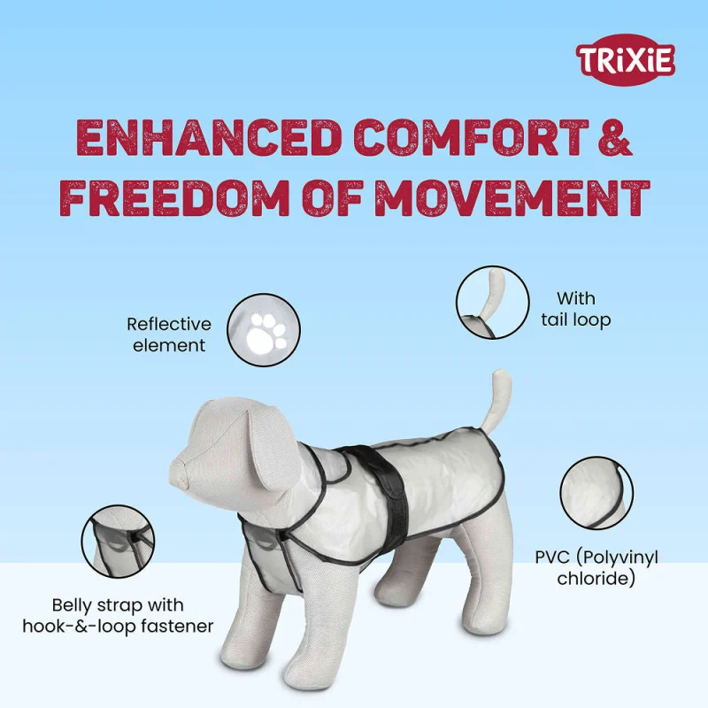 Trixie Piping Transparent Raincoat for Dogs — detail shot