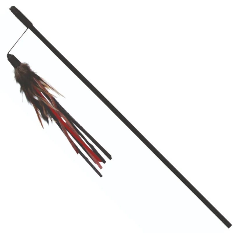 Trixie Playing Rod with Leather Straps and Feathers Toy for Cats — side view