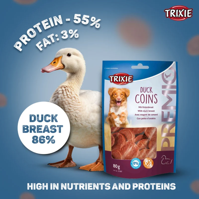 Trixie Premio Duck Coins Dog Treats — side view